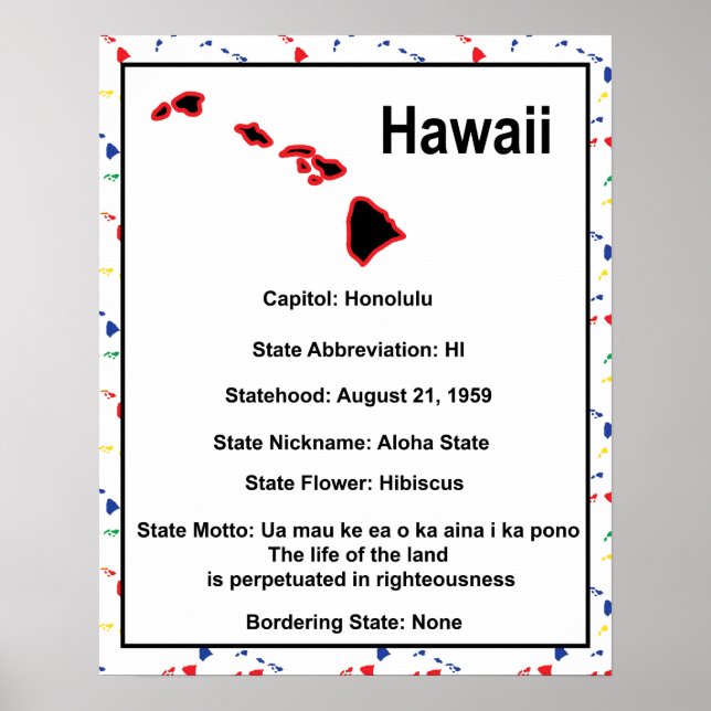 Hawaii Information Educational US Staat Poster (Vorne)