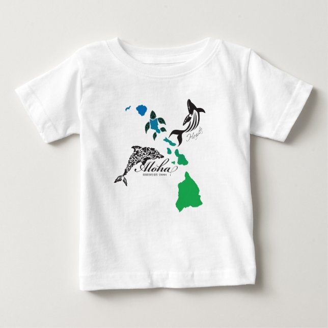 Hawaii-Insel-Kette - Hawaiidelphin und -wal Baby T-shirt (Vorderseite)