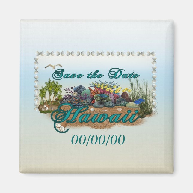 Hawaii-Insel Save the Date Magnet (Vorne)