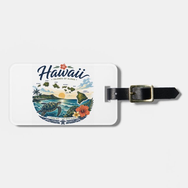 Hawaii-Inseln Gepäckanhänger (Vorderseite horizontal)