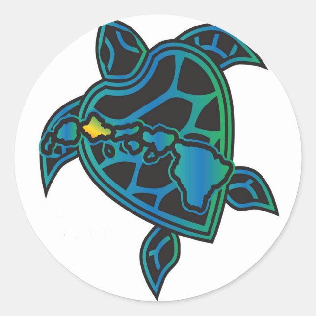 Hawaii-Inseln Turtle Runder Aufkleber (Vorderseite)