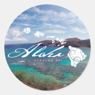 Hawaii Inseln und Hanauma Bay Runder Aufkleber