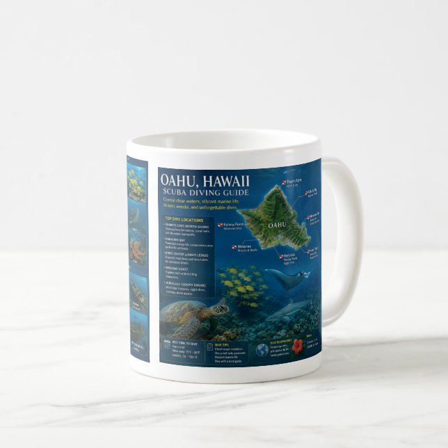 Hawaii-Inseln und Hawaii-Schildkröte Kaffeetasse (VorderseiteRechts)