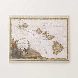 Hawaii-Inseln Vintage-Karte Tötung von Captain Coo Puzzle