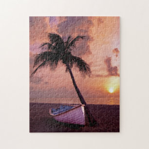 Hawaii Island Travel Beach Sunset Palm Tree Boat Puzzle