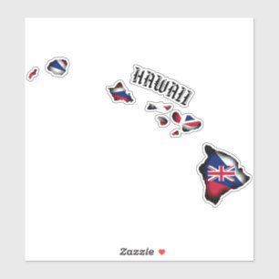 HAWAII ISLANDS HI Flag BLK Aufkleber