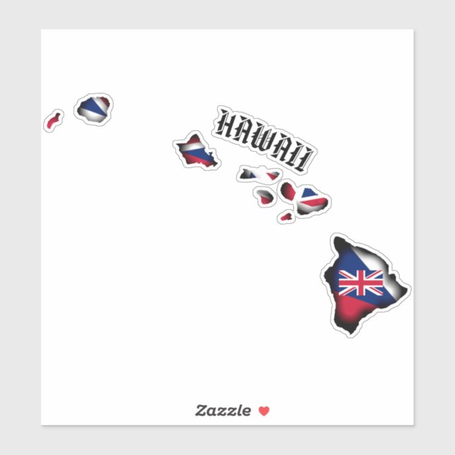 HAWAII ISLANDS HI Flag BLK Aufkleber (Blatt)