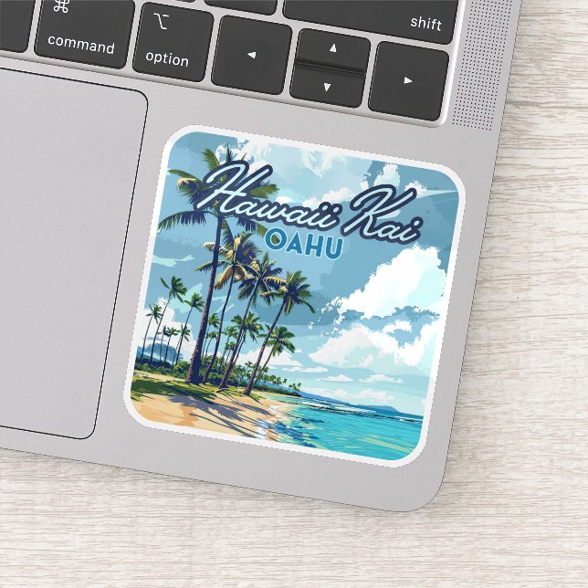 Hawaii Kai Honolulu Oahu Hawaii Retro Aufkleber (Detail)