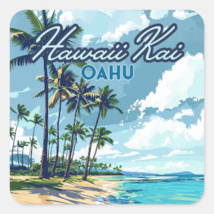 Hawaii Kai Honolulu Oahu Hawaii Retro Quadratischer Aufkleber