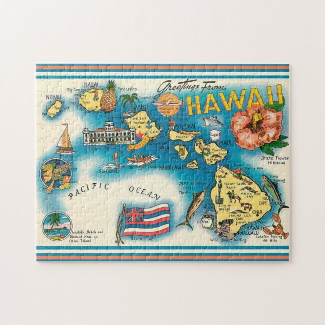 Hawaii Karte 11x14 Puzzle (Horizontal)