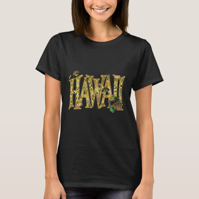 Hawaii-Karte und Text T-Shirt (Vorderseite)