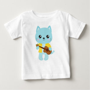 Hawaii Katze, Niedliche Katze, blaue Katze, Gitarr Baby T-shirt