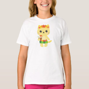 Hawaii Katze, Niedliche Katze, Gelbe Katze, Blume, T-Shirt