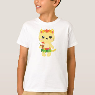 Hawaii Katze, Niedliche Katze, Gelbe Katze, Blume, T-Shirt