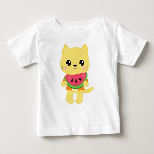 Hawaii Katze, Niedliche Katze, Gelbe Katze, Wasser Baby T-shirt (Vorderseite)