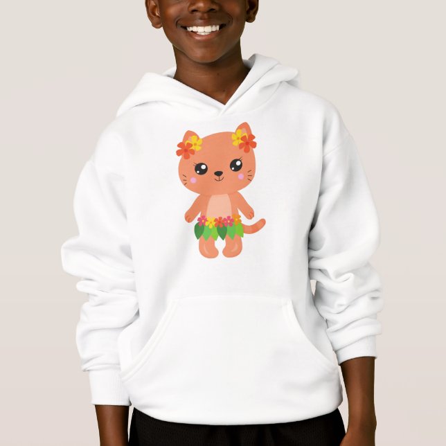 Hawaii Katze, Niedliche Katze, Orangenkatze, Blume Hoodie (Vorderseite)