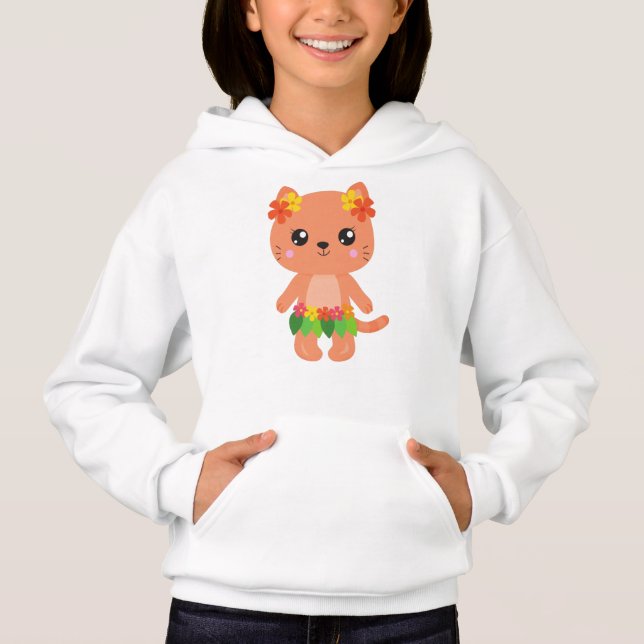 Hawaii Katze, Niedliche Katze, Orangenkatze, Blume Hoodie (Vorderseite)
