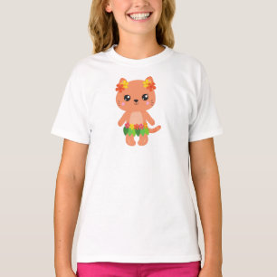 Hawaii Katze, Niedliche Katze, Orangenkatze, Blume T-Shirt