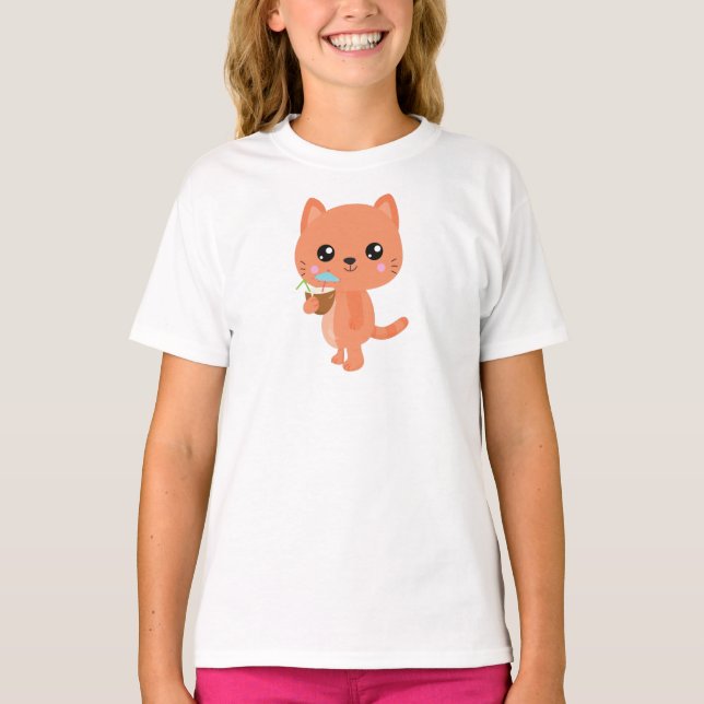 Hawaii Katze, Niedliche Katze, Orangenkatze, Cockt T-Shirt (Vorderseite)