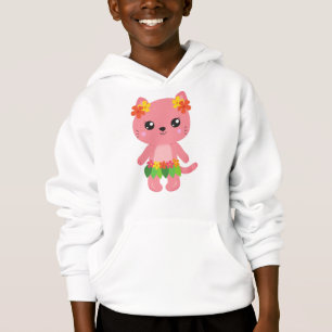 Hawaii Katze, Niedliche Katze, rosa Katze, Blume,  Hoodie