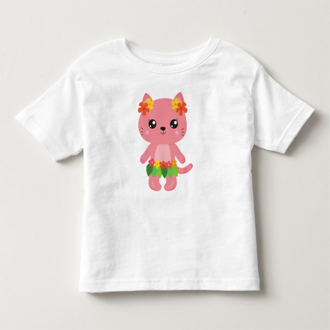 Hawaii Katze, Niedliche Katze, rosa Katze, Blume,  Kleinkind T-shirt (Vorderseite)
