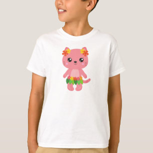 Hawaii Katze, Niedliche Katze, rosa Katze, Blume,  T-Shirt