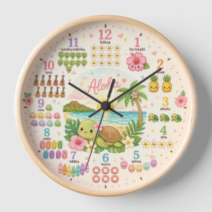 Hawaii Kawaii Honu tropische süße Uhr