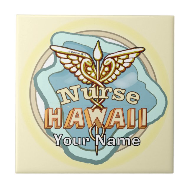 Hawaii Krankenpfleger Caduceus Kachel (Vorderseite)