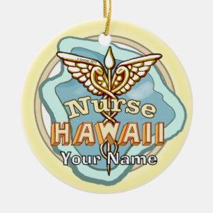 Hawaii Krankenpfleger Caduceus  Keramik Ornament