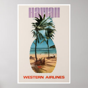 Hawaii-Kunst Hawaiianischer Druck Western Reisepla Poster