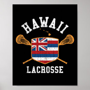 Hawaii Lacrosse Vintage Aloha State Flag Lax T-Shi Poster