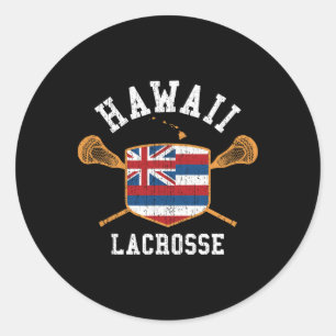 Hawaii Lacrosse Vintage Aloha State Flag Lax T-Shi Runder Aufkleber