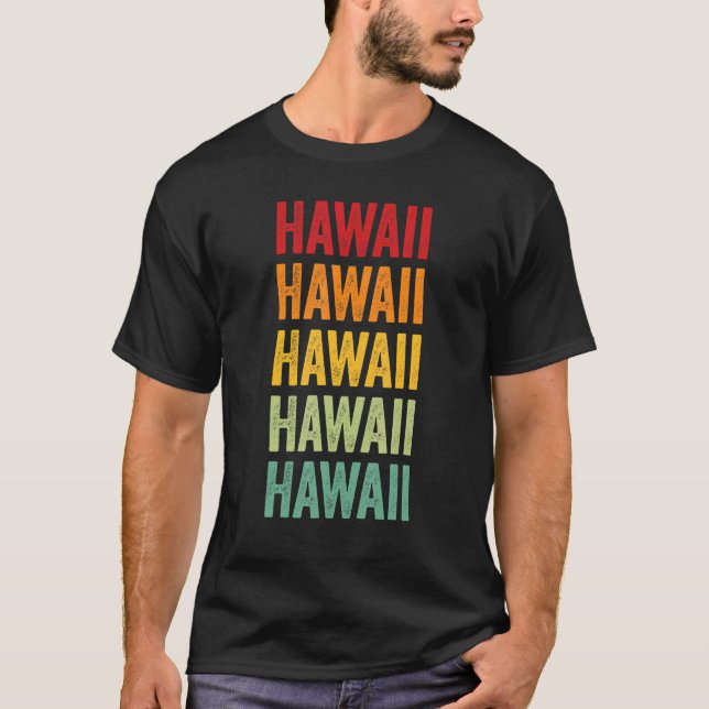 Hawaii Landkreis Hawaii Rainbow Text Design T-Shirt (Vorderseite)