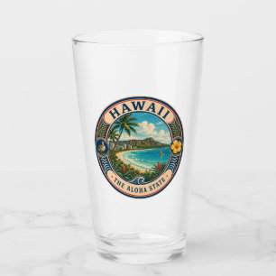Hawaii-Landschaftsillustration Reise Kunst Abzeich Glas