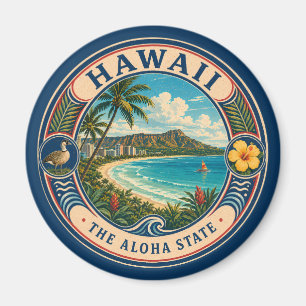 Hawaii-Landschaftsillustration Reise Kunst Abzeich Magnet