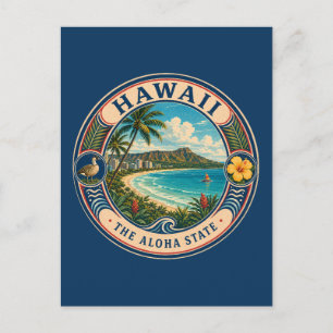 Hawaii-Landschaftsillustration Reise Kunst Abzeich Postkarte