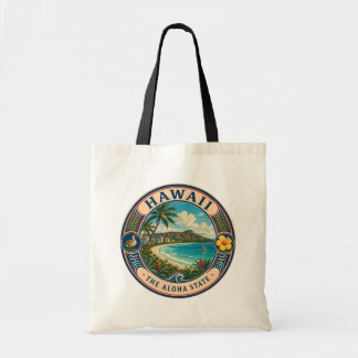Hawaii-Landschaftsillustration Reise Kunst Abzeich Tragetasche