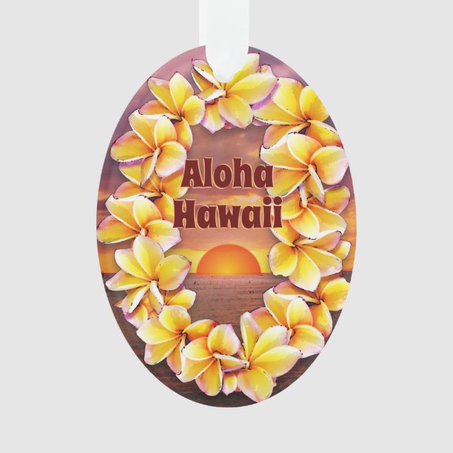 Hawai'i Lei mit Aloha Acrylic Ornament (Vorderseite)