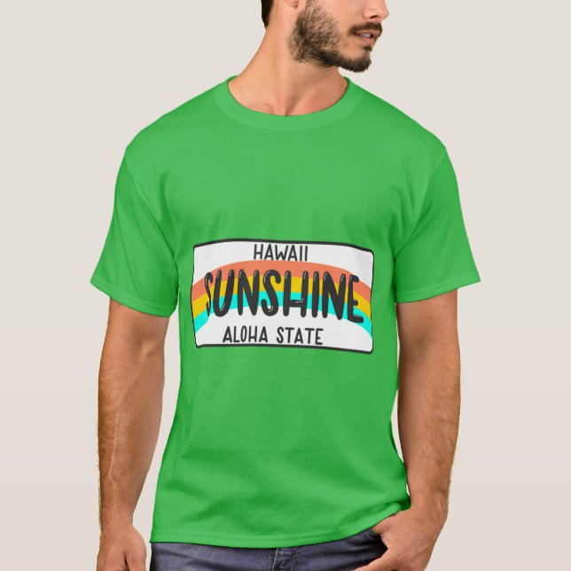 Hawaii License Plate Rainbow T-Shirt (Vorderseite)