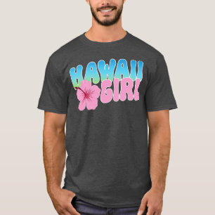 Hawaii Mädchen Insel Urlaub Souvenir Rosa Hibiskus T-Shirt