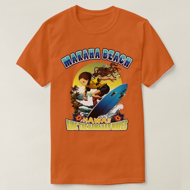 Hawaii makaha Beach Surfen 80802 TShirt (Design vorne)