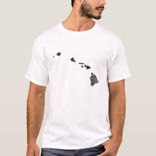 Hawaii Map Shaping Staat Name Black Word Art T-Shirt