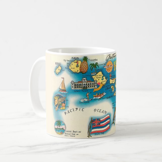 Hawaii Map-Tasse Kaffeetasse (Vorderseite Links)