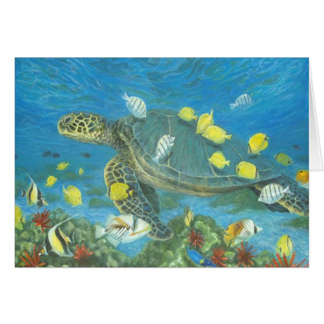 Hawaii-Meeresschildkröte mit Riff fis (Vorderseite (Horizontal))