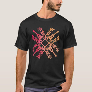 Hawaii Mele Musik Quilt Stammes-Tattoo Ukulele Ins T-Shirt