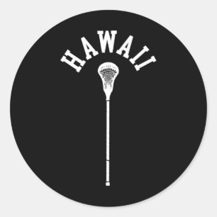 Hawaii Minimalistisches vertikales Lacrosse Stick Runder Aufkleber