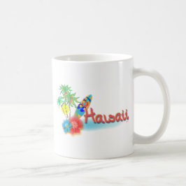 Hawaii mit Palmen, Blume und Surfbrett Kaffeetasse