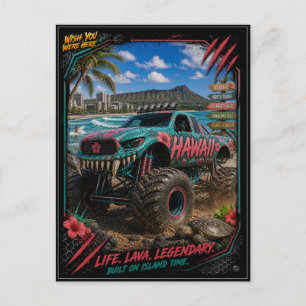 Hawaii Monster Truck Gelände Kunst Postkarte