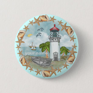 Hawaii Muscheln Leuchtturm-Button-Taste Button