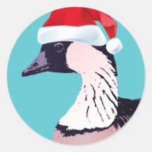 Hawaii Nene Blue Christmas Goose Santa Kalikimaka
